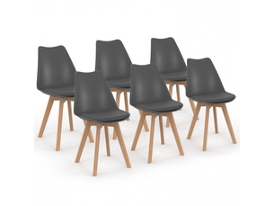 Chaise Scandinave en Tissu Gris – Lot de 6