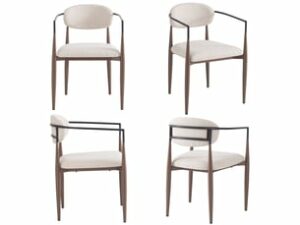 Chaise Minimaliste en Tissu Beige – Lot de 4