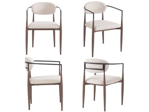 Chaise Minimaliste en Tissu Beige – Lot de 4