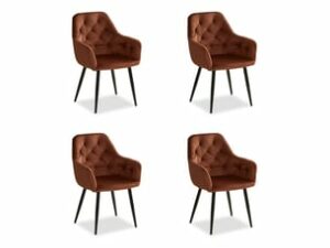Chaise Marron en Velours – Lot de 4