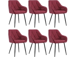 Chaise Rembourrée en Velours Bordeaux – Lot de 6