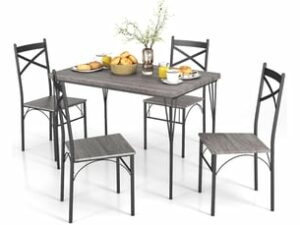 Chaise Industrielle en Bois Noir – Lot de 4