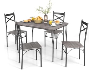 Chaise Industrielle en Bois Noir – Lot de 4