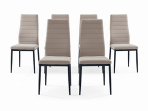 Chaise Velours Taupe Pieds Métal Noir – Lot de 6