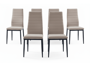 Chaise Velours Taupe Pieds Métal Noir – Lot de 6