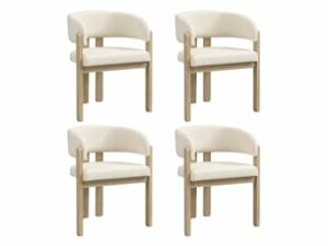 Chaise Tissu Bouclé Naturel – Lot de 4