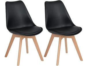 Chaise Scandinave en Cuir Noir – Lot de 2