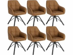 Chaise Pivotante en Simili Marron – Lot de 6