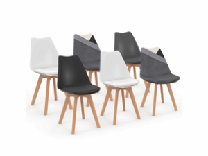 Chaise Scandinave en Velours Noir – Lot de 6