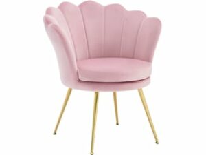 Fauteuil Pétale en Velours Rose