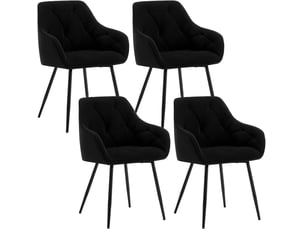 Chaise Velours Noir – Lot de 4