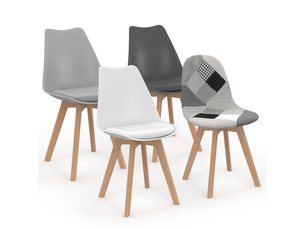 Chaise Scandinave en Tissu Multicolore – Lot de 4