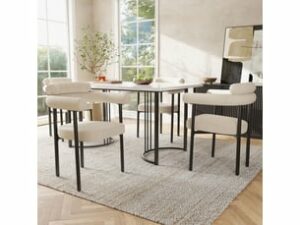 Chaise Rembourrée en Velours Blanc – Lot de 4