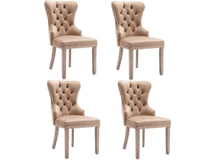 Chaise Campagne en Velours Brun – Lot de 4