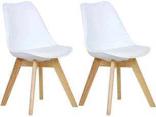 Chaise Scandinave en Simili Blanc – Lot de 2
