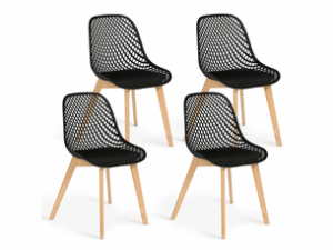 Chaise Mandy en Bois Noir – Lot de 4