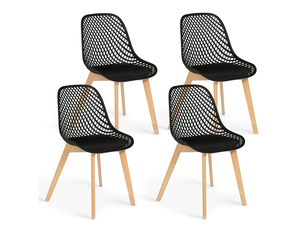 Chaise Mandy en Bois Noir – Lot de 4