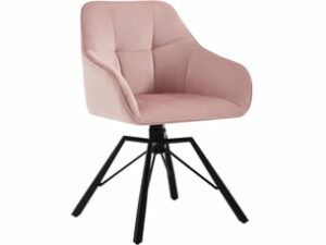 Chaise Scandinave en Velours Rose