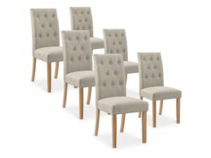 Chaise Capitonnée Beige – Lot de 6