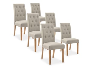 Chaise Capitonnée Beige – Lot de 6