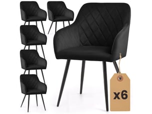 Chaise Velours Noir – Lot de 6