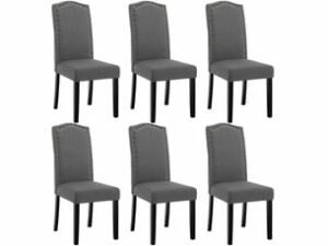 Chaise Rembourrée en Tissu Gris – Lot de 6