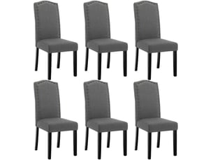 Chaise Rembourrée en Tissu Gris – Lot de 6