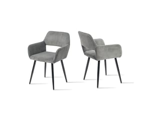Chaise Velours Côtelé Gris – Lot de 2