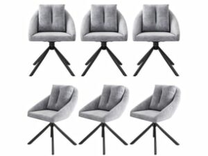 Chaise Pivotante en Velours Gris – Lot de 6