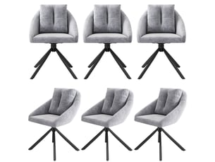 Chaise Pivotante en Velours Gris – Lot de 6