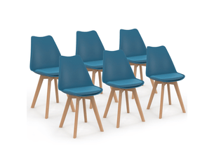 Chaise Scandinave Sara en Tissu Bleu – Lot de 6