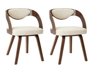 Chaise Canva en Cuir Beige – Lot de 2