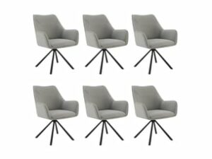 Chaise Pivotante en Tissu Noir – Lot de 6
