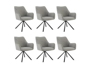 Chaise Pivotante en Tissu Noir – Lot de 6