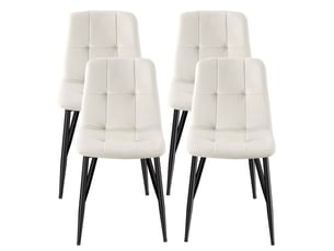 Chaise Rembourrée en Velours Beige – Lot de 4