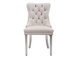 Chaise Velours Beige – Lot de 2