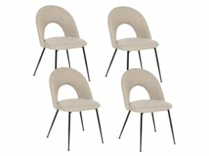 Chaise Tissu Beige Pieds Métal – Lot de 4