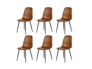 Chaise Vintage en Cuir Marron – Lot de 6