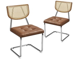 Chaise Moderne en Rotin Marron – Lot de 2