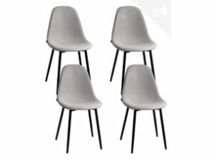 Chaise Nova en Tissu Noir – Lot de 4