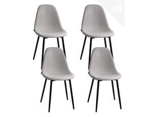 Chaise Nova en Tissu Noir – Lot de 4
