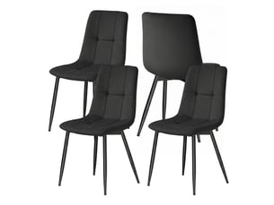 Chaise Rembourrée en Velours Noir – Lot de 4