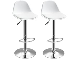 Tabouret Design en Acier Chromé Blanc – Lot de 2