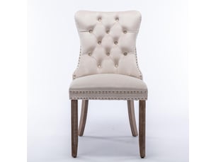 Chaise Moderne en Velours Beige – Lot de 2