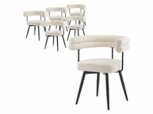 Chaise Pivotante Beige en Tissu – Lot de 6