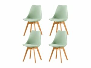 Chaise Design Scandinave en Bois Vert – Lot de 4