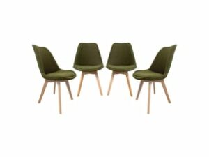 Chaise Scandinave en Bouclette Kaki – Lot de 4