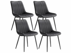 Chaise Ergonomique en Tissu Noir – Lot de 4