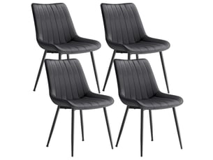 Chaise Ergonomique en Tissu Noir – Lot de 4