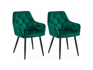 Chaise Velours Vert Foncé – Lot de 2